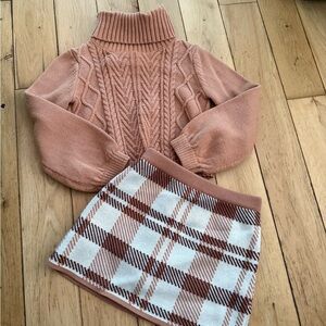 Tahari Girls Cable Knit Sweater & Plaid Skirt Set – Size 4